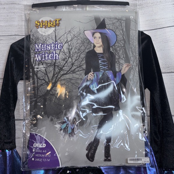 Spirit Halloween Mystic Witch Black & Purple Costume Size M 8-10 w/Acessories! - Picture 2 of 10